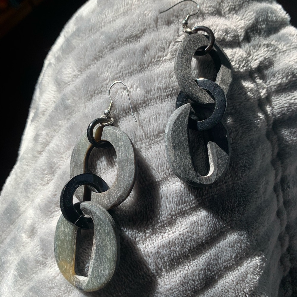 Water buffalo horn earrings EUC